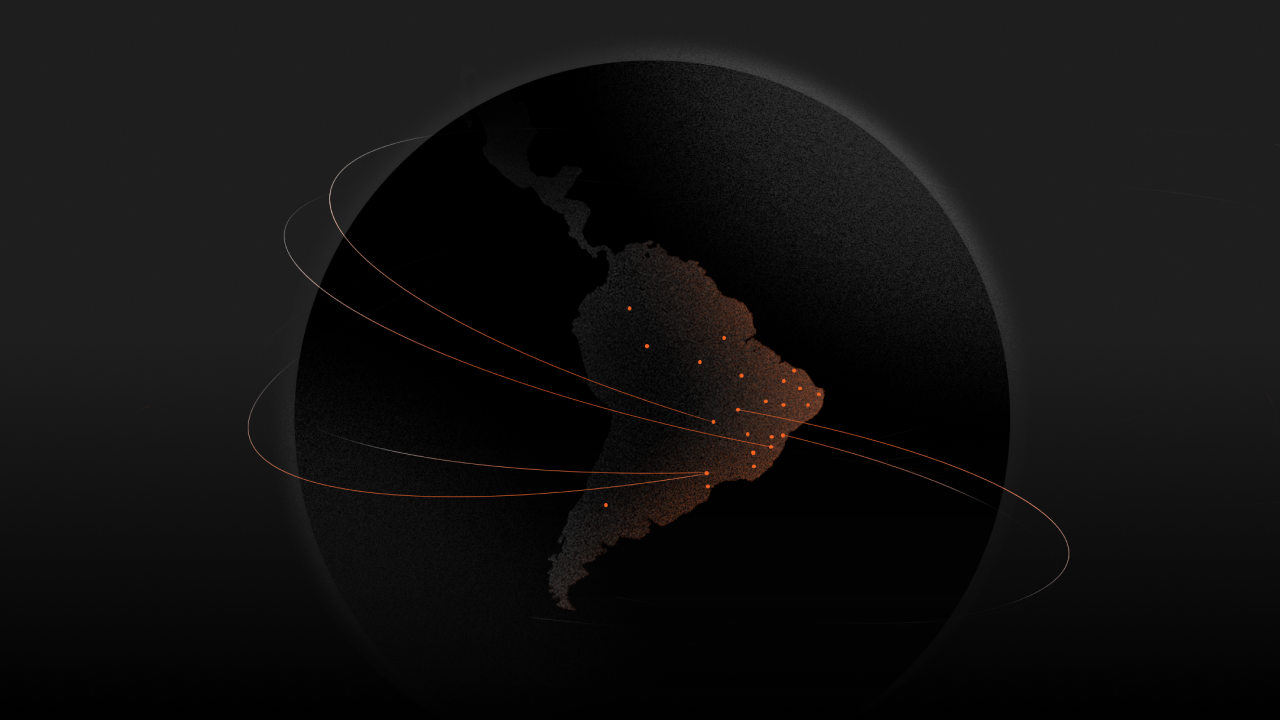 Imagem do globo com pontos de presença da Azion