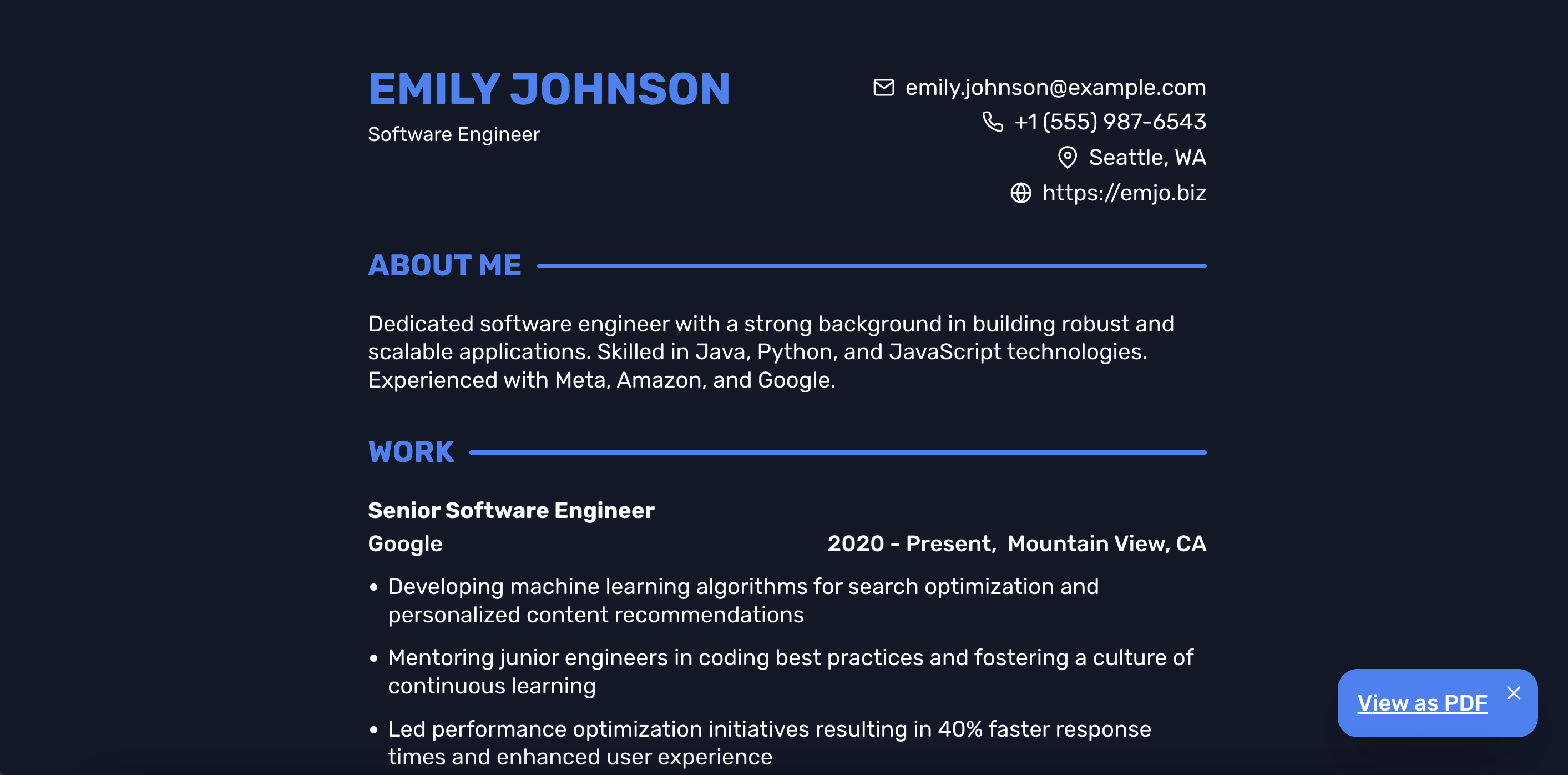 Astro Webpage to pdf resume
