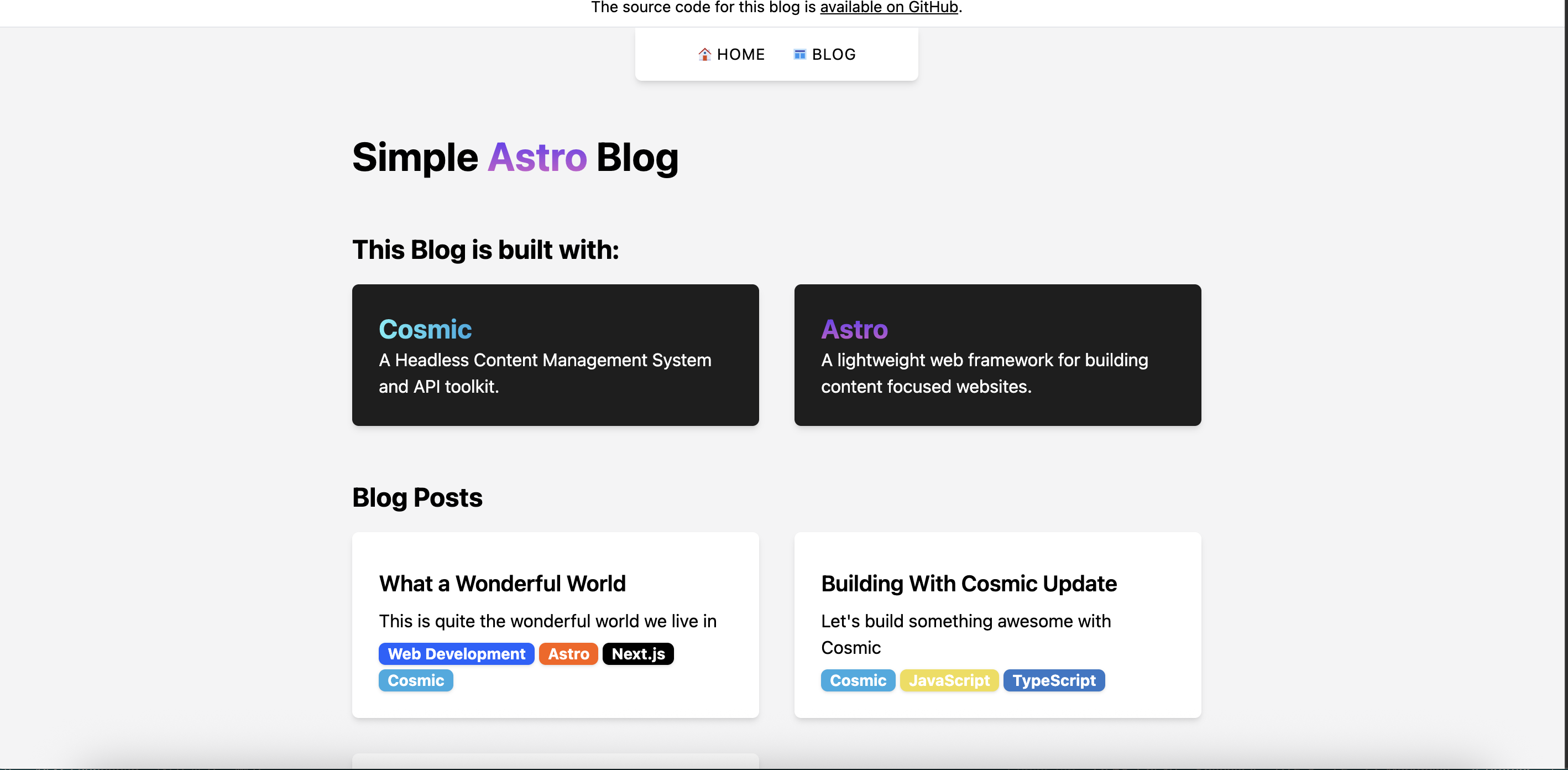 Astro Blog with Cosmic