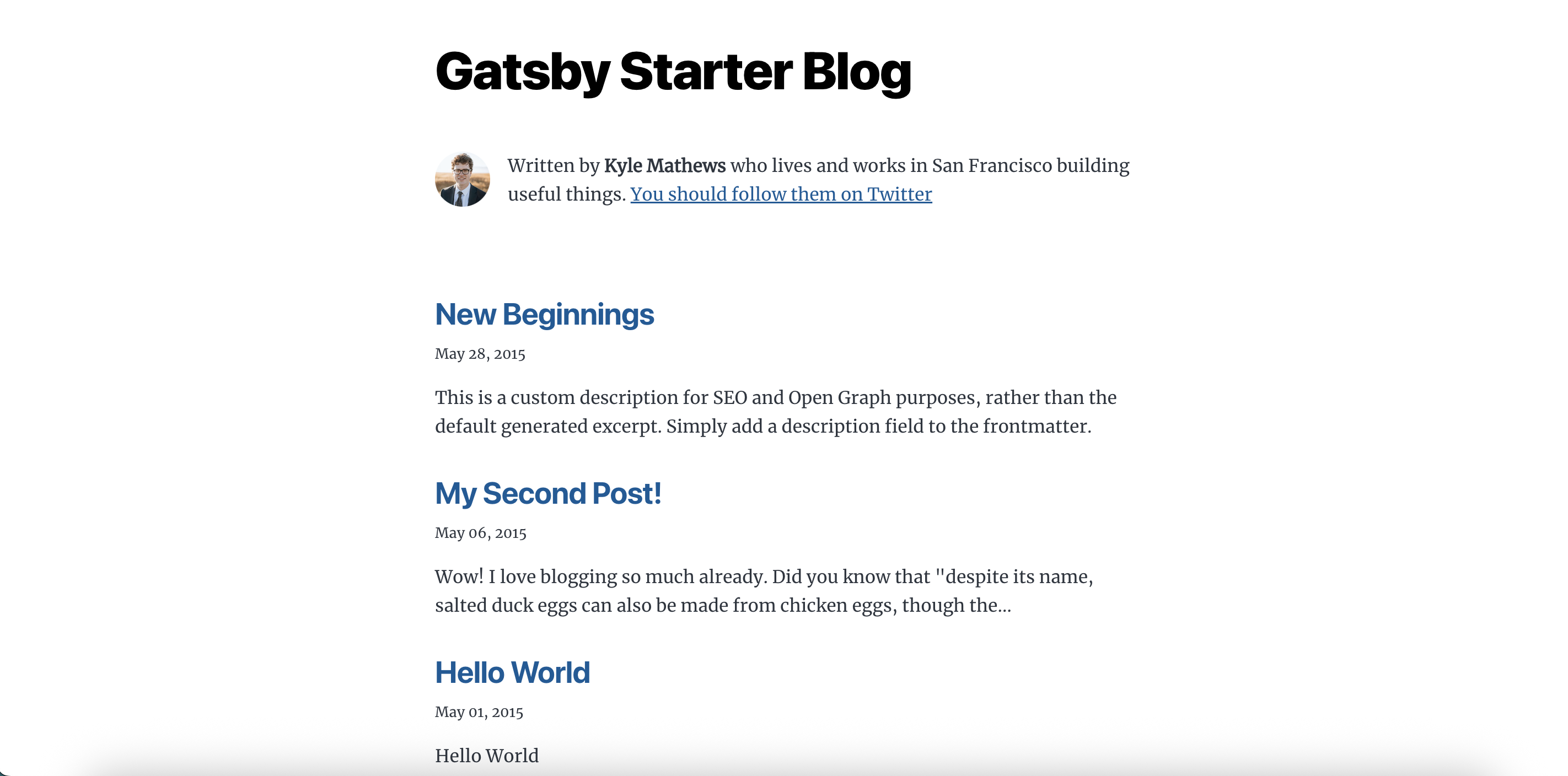 Gatsby blog starter kit template
