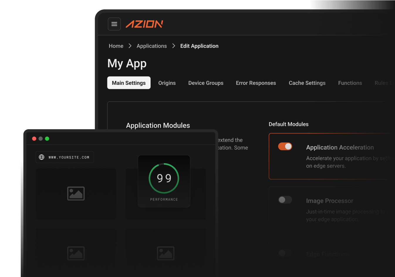 Dashboard for the Azion AI Agents solution, with resources for building and scaling AI agents.