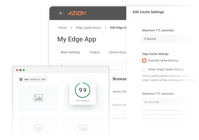 Azion Edge Applications tool showing resources relevant to the edge-enhanced applications use case.