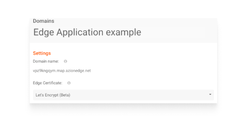 Image with option to get SSL certificate from Let's Encrypt at Azion