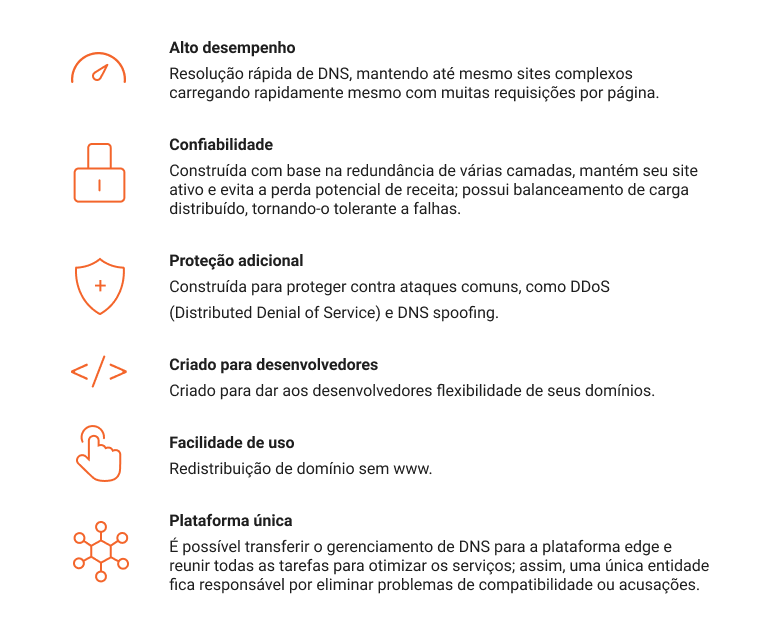 Imagem com os benefícios de um DNS no edge