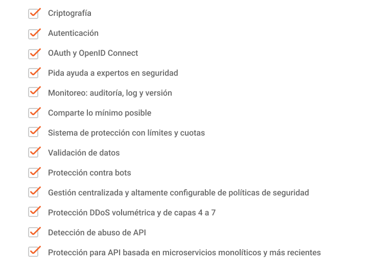 Imagen con las mejores prácticas de seguridad de la API